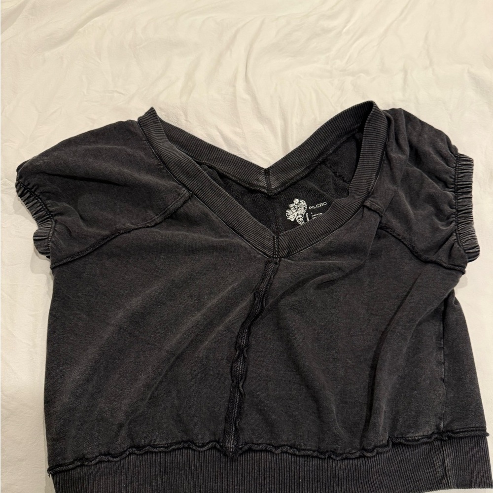 Black V-Neck Women's Top